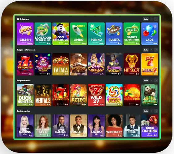 Uso de todas las funciones del casino
