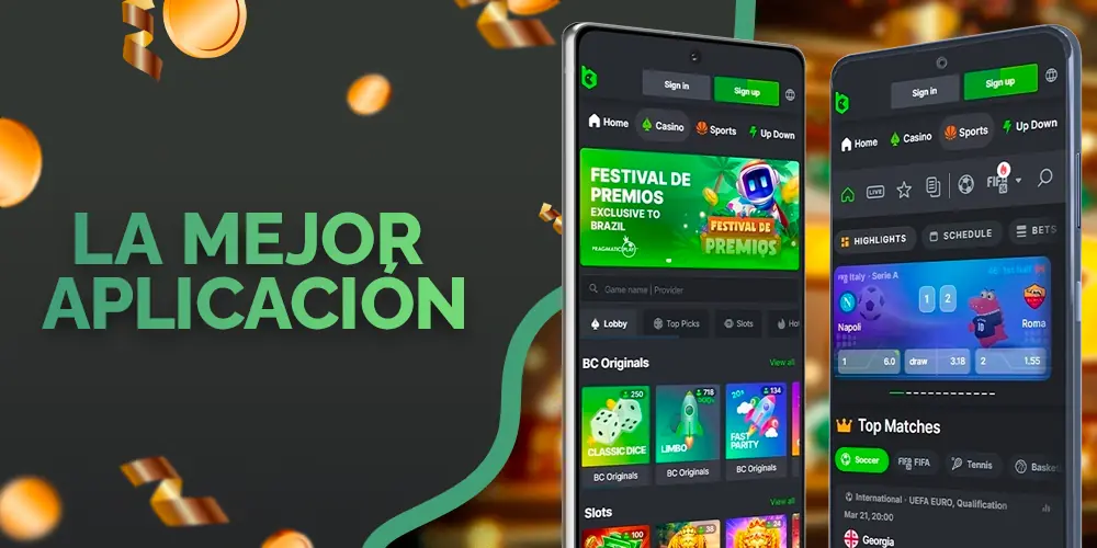 Móvil con la app BC Game